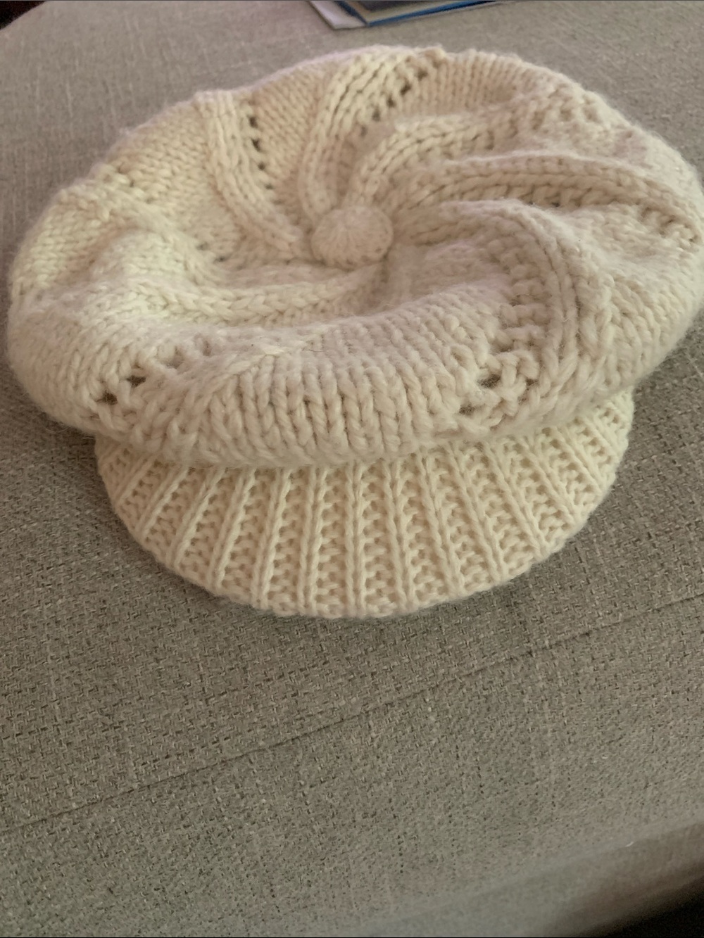 Xhilaration Soft Cream Knit Cap with Button Top